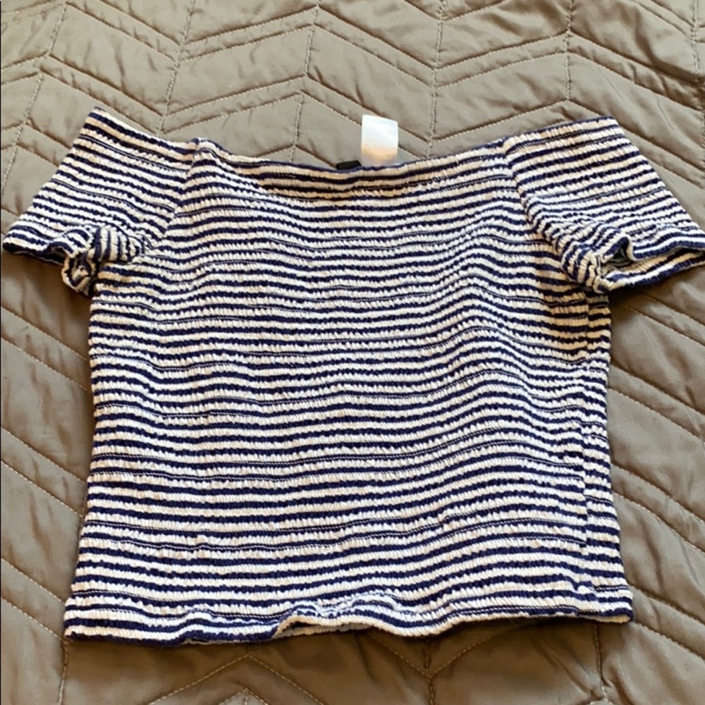 Navy Blue and White cropped top